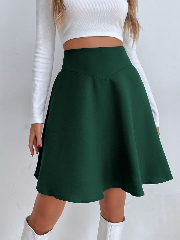 Wide Waistband Flare Skirt | SHEIN