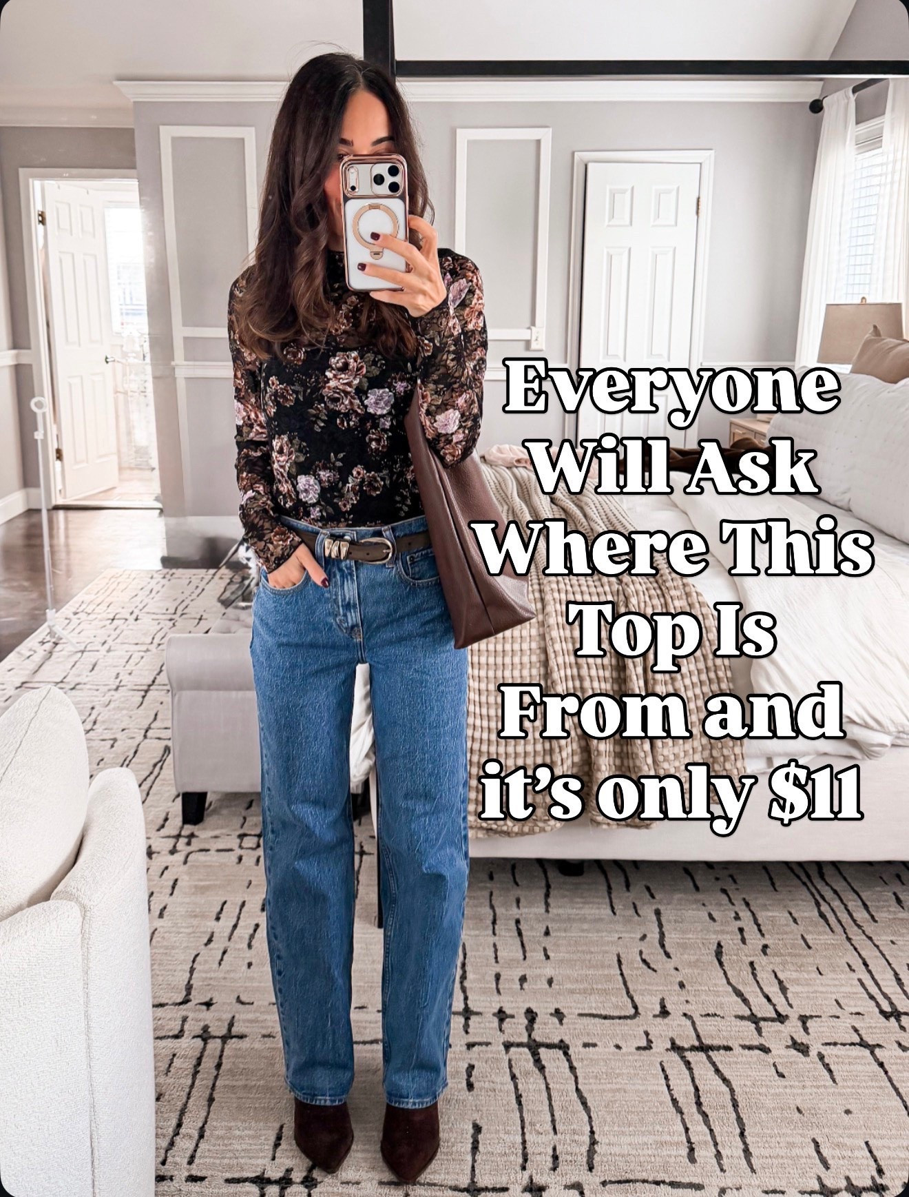 This floral mesh top is only $11 and truly looks designer. Wearing size small. So good with denim, skirts, trouser pants. Literally anything. Or layer under a blazer!

#LTKOver40 #LTKSeasonal #LTKootd