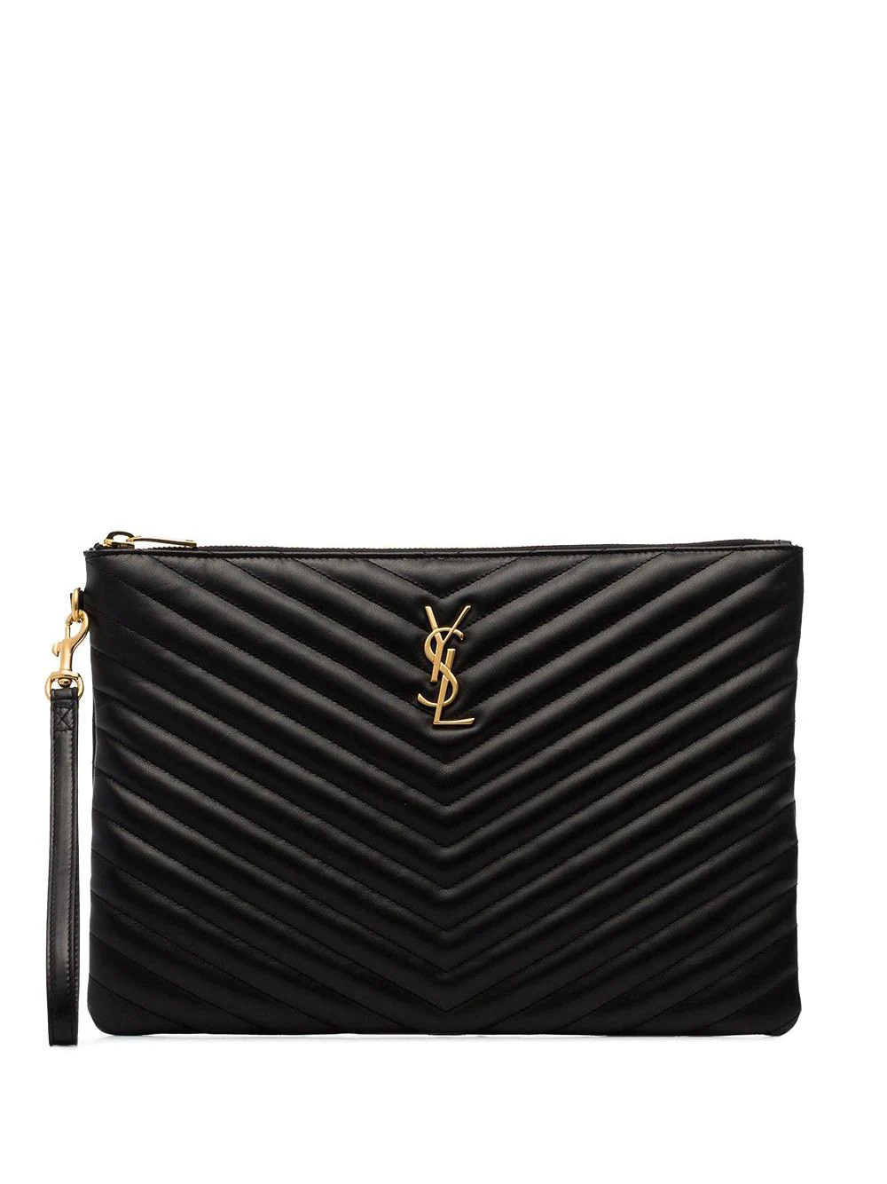 Saint Laurent Quilted Monogram Clutch Bag - Farfetch | Farfetch Global