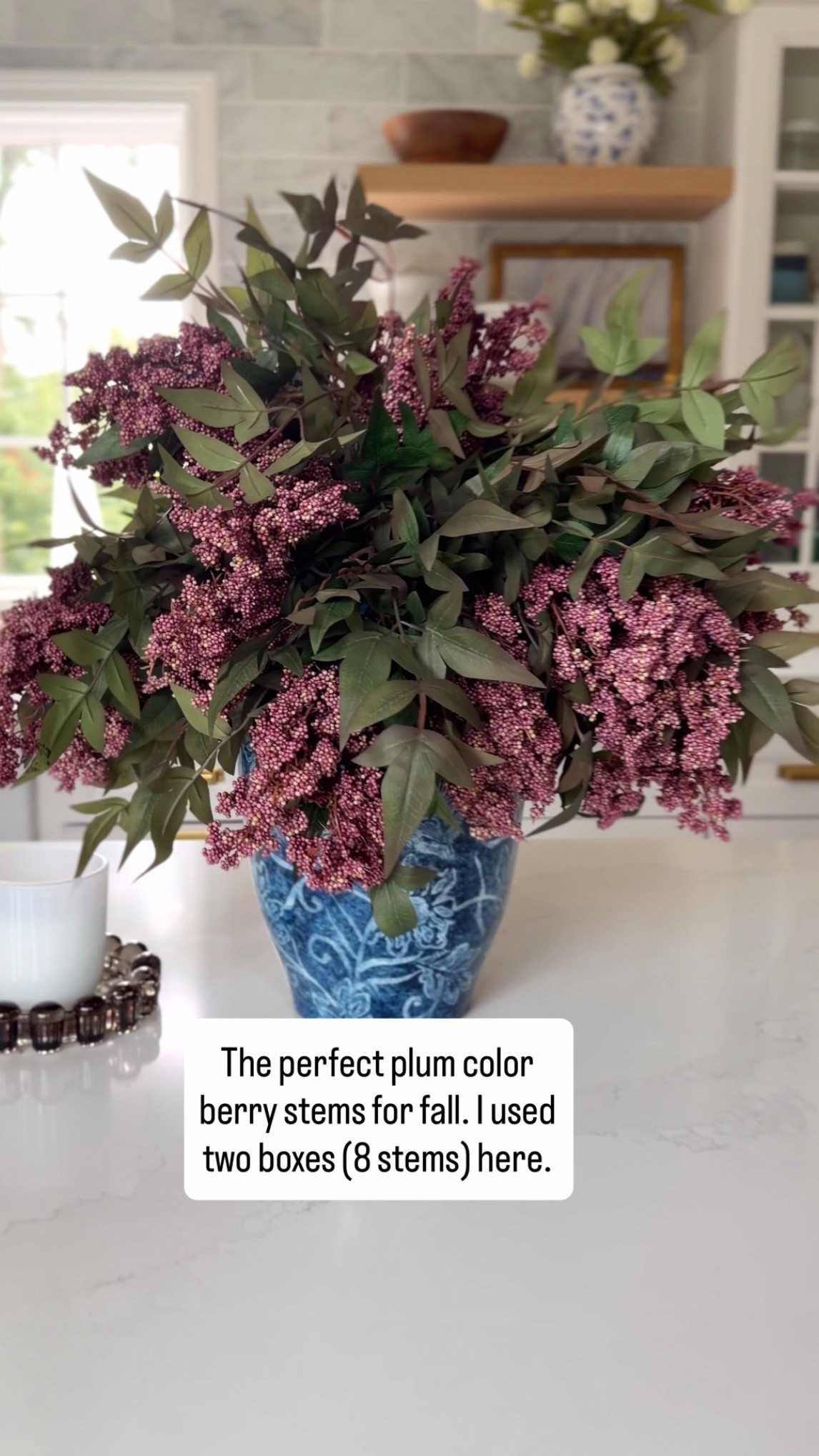 The prettiest berry stems for fall on a beautiful dusty plum color. A perfect centerpiece or console table decor.

#LTKHome #LTKSeasonal