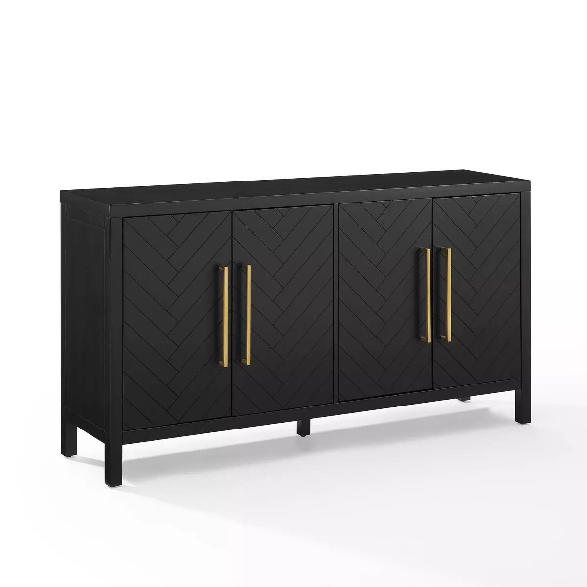 Crosley 58" Darcy Sideboard Matte Black: Herringbone Pattern, Media Cabinet, Adjustable Shelves | Target