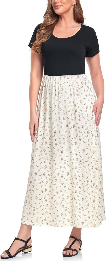 Lacavocor Womens Short Sleeve Maxi Dresses Empire Waist Long Dress | Amazon (US)