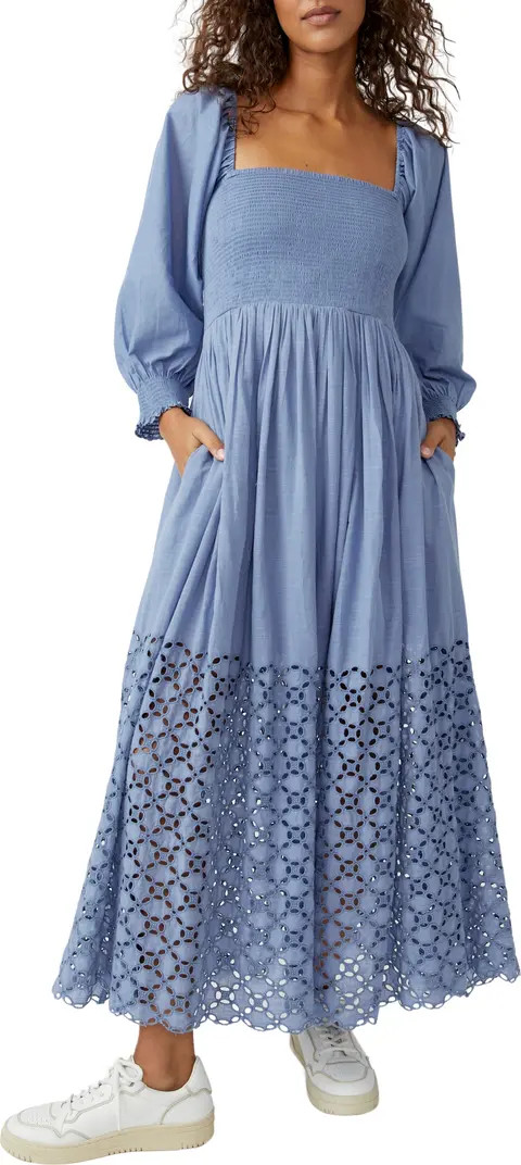 Perfect Storm Smocked Eyelet Long Sleeve Maxi Dress | Nordstrom Rack