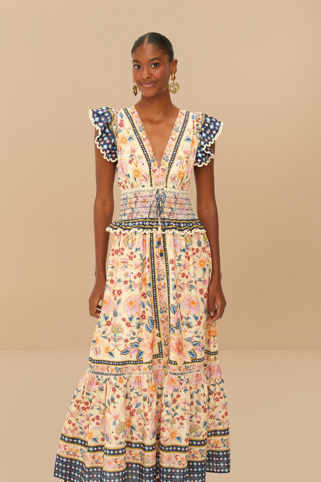 cream superbloom tapestry maxi dress | FarmRio (US)