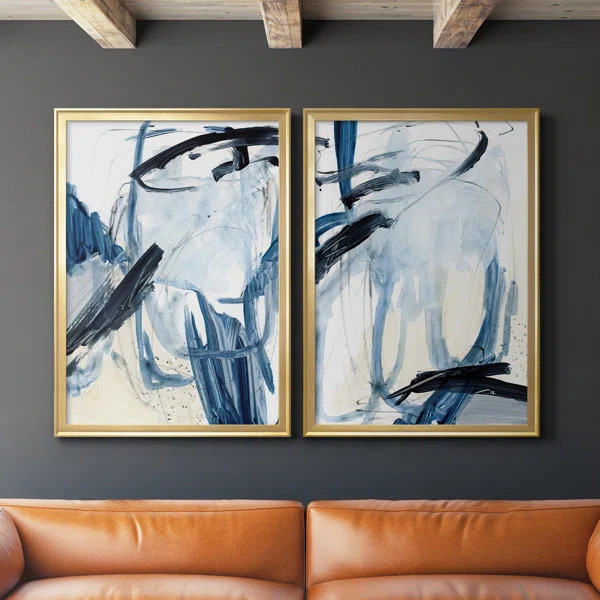 Indigo Swash I - 2 Piece Picture Frame Painting Set on Canvas (Set of 2) | Wayfair North America