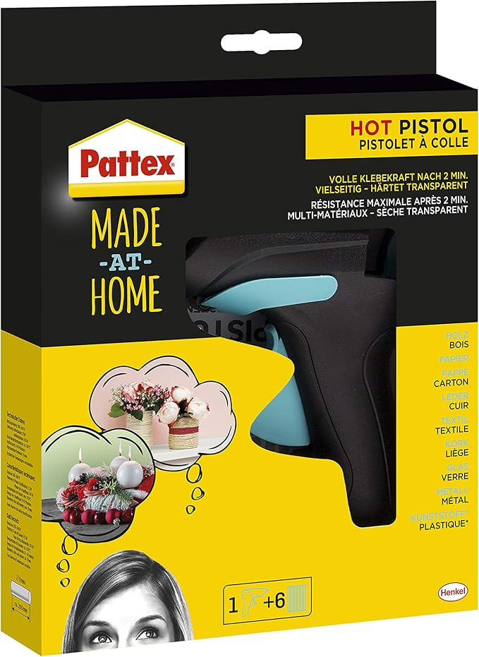 Pattex Made at Home Heißklebepistole, Kleber für kreative Heimwerkarbeiten, Set aus 1x Klebepis... | Amazon (DE)