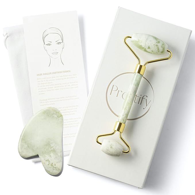 Jade Roller and Gua Sha Set – Authentic Jade Face Roller Massager and Jade Gua Sha Massage Tool... | Amazon (US)