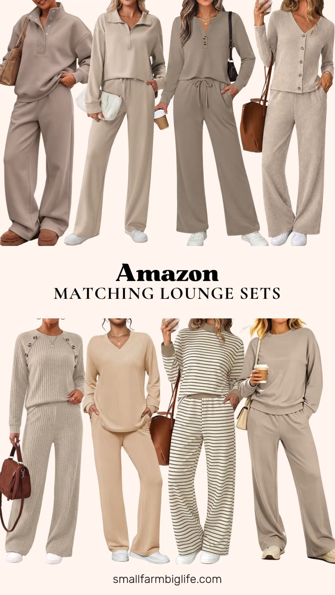 Matching lounge sets are my go to for cozy fall days, and I have rounded up all my favorites from Amazon for you.

The beige WIHOLL Button Front Cardigan and Wide Leg Pant Set is such an easy, elevated option, and the latte tan and beige WIHOLL Two Piece Lounge Sets are both great for autumn outfits at home or travel. The khaki Ribbed Textured Two Piece Set has such a soft, comfy feel, perfect for airport or vacation days.

For something a little more athletic, the light khaki PINSPARK Half Zip Sweatsuit and the latte grey Trendy Queen Oversized Sweatsuit both have that soft, fleece lined comfort that is perfect for travel days or lounging around the house. The cream and latte striped Sampeel Color Block Set has such a fun detail while still feeling put together for a teacher outfit or a casual day out.

Rounding things out, the beige ANRABESS Fleece Two Piece Set is one of my favorites for cozy fall mornings, with a soft pullover top and wide leg pants that are perfect for running errands or curling up at home.

So many cozy, matching sets to shop for fall, all linked for you.

#amazonfashion #loungewear #fallfashion #falloutfits #autumnoutfits 

 #LTKootd #LTKActive #LTKOver40