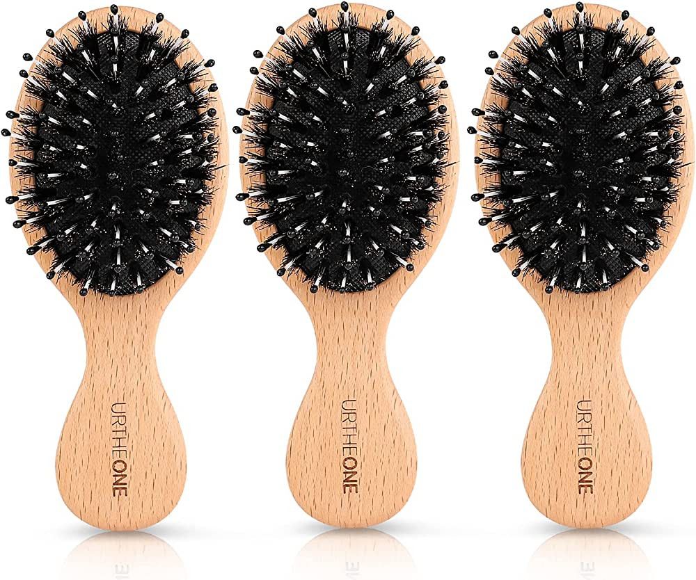 URTHEONE 3Pcs Hair Brush Mini Boar Bristle Hairbrush for Thick Curly Thin Long Short Wet or Dry H... | Amazon (US)