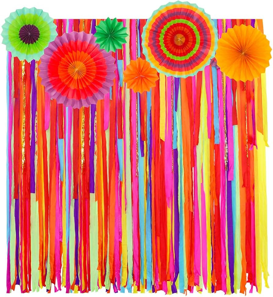 Mexican Fiesta Theme Party Backdrop with Fiesta Paper Fans, Mexican Fiesta Cinco De Mayo Party De... | Amazon (US)