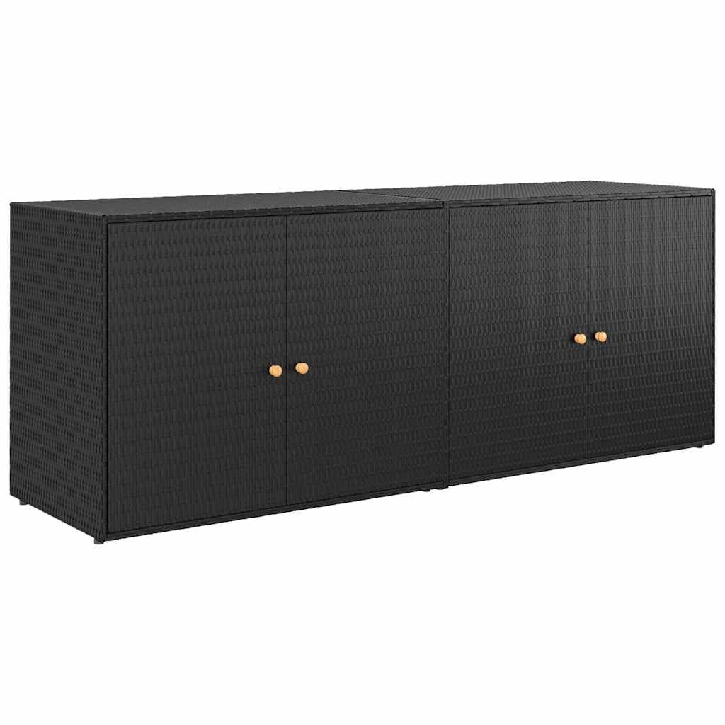 Bowery Hill Contemporary Rattan Garden Storage Cabinet in Black | Walmart (US)