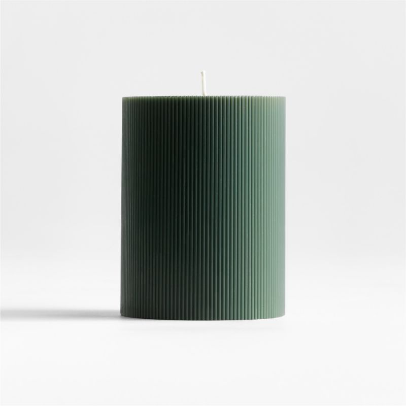 3"x4" Spruce Green Holiday Ribbed Pillar Candle + Reviews | Crate & Barrel | Crate & Barrel