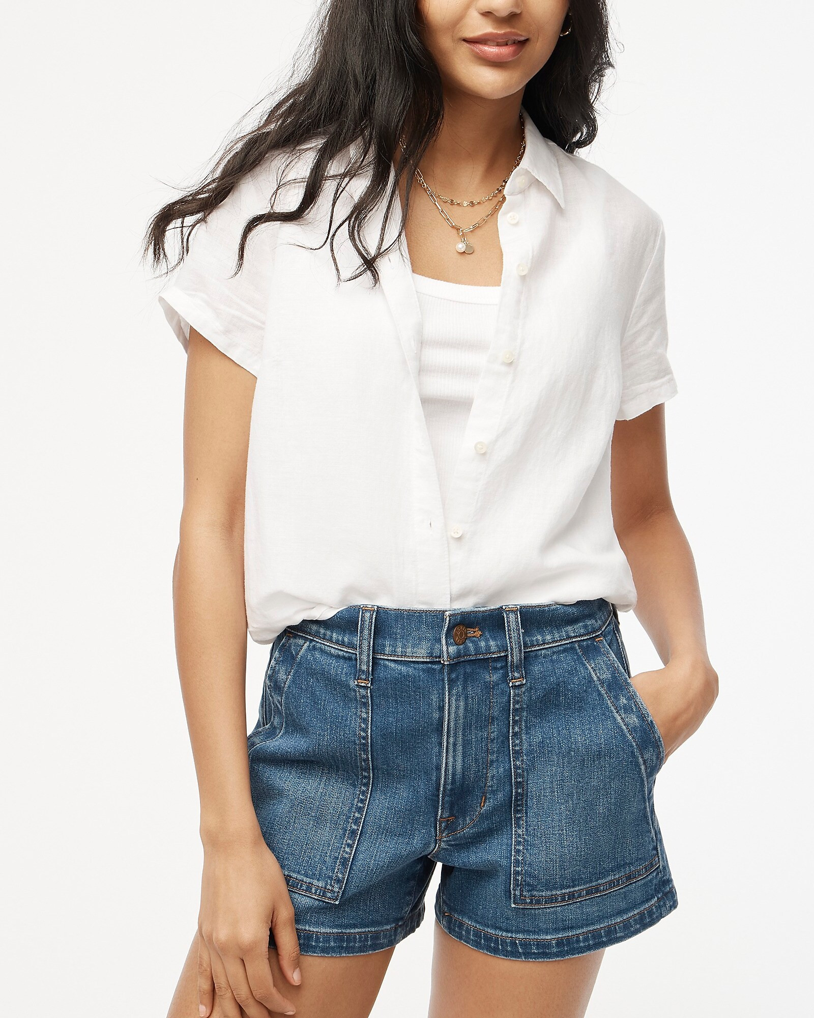 Short-sleeve linen-blend button-up shirt | J.Crew Factory