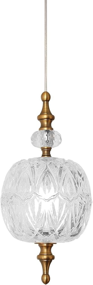 TLOLGT Antique Delicate Decorative Pattern Glass Ceiling Pendant Lighting Adjustable Mini Pendant... | Amazon (US)