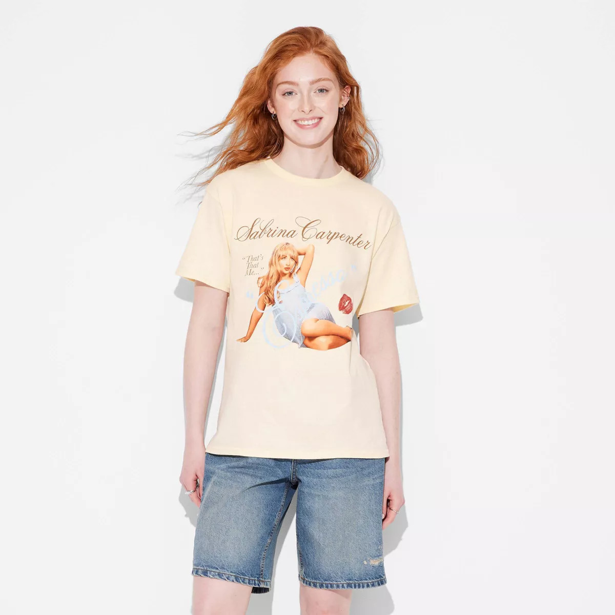 Women's Sabrina Short Sleeve Graphic T-Shirt - Light Yellow | Target