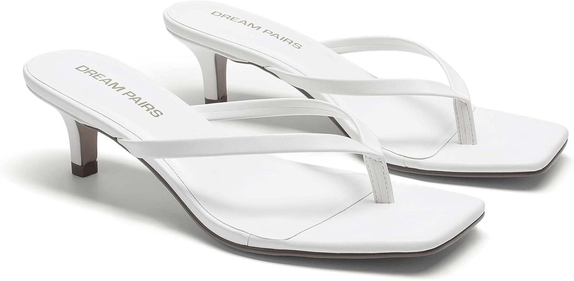 Amazon.com | DREAM PAIRS Kitten Heels for Women Flip Flop Low Heels Square Open Toe Sandals Thong... | Amazon (US)