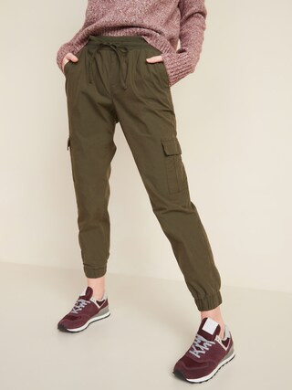 Mid-Rise Rib-Knit Waist Soft-Woven Cargo Jogger Pants for Women | Old Navy (US)