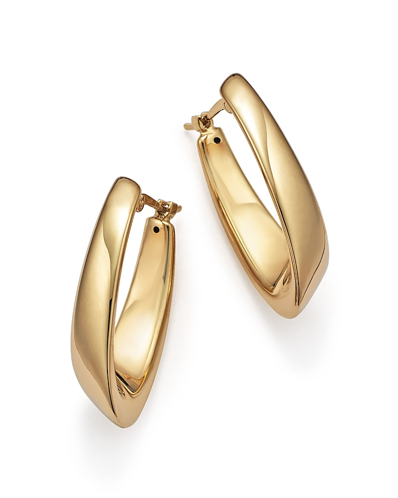 14K Yellow Gold Medium Visor Hoop Earrings - 100% Exclusive | Bloomingdale's (US)