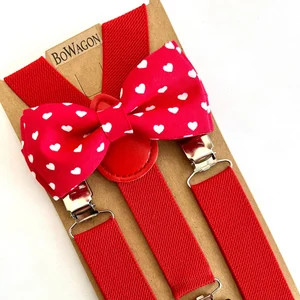 Red and White Heart bow tie and Red Suspender Set for baby,boy,children,men,adult,Christmas,red b... | Etsy (US)