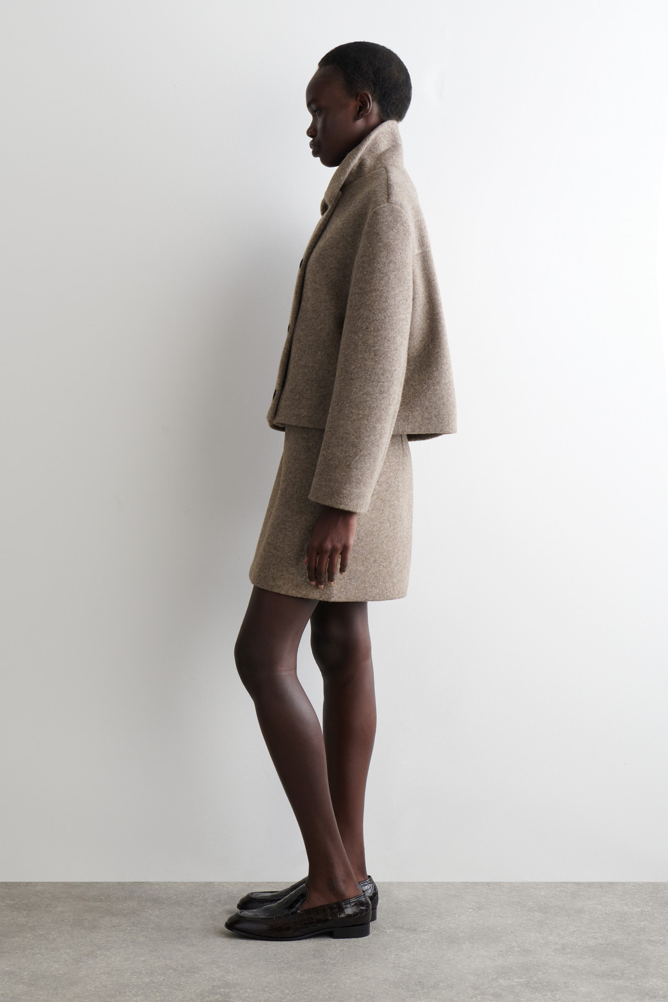 BOILED WOOL-BLEND MINI SKIRT - BEIGE MÉLANGE | COS GB | COS UK