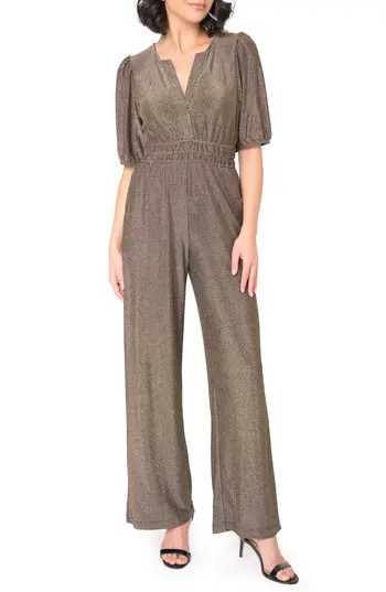 GIBSONLOOK Shimmer & Shine Sparkle Jumpsuit in Gold Shimmer at Nordstrom Rack, Size X-Small | Nordstrom Rack