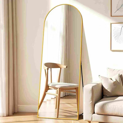 BEAUTYPEAK 64"x 21.1" Arched Full Length Standing Full Body Floor Mirror, Gold | Target