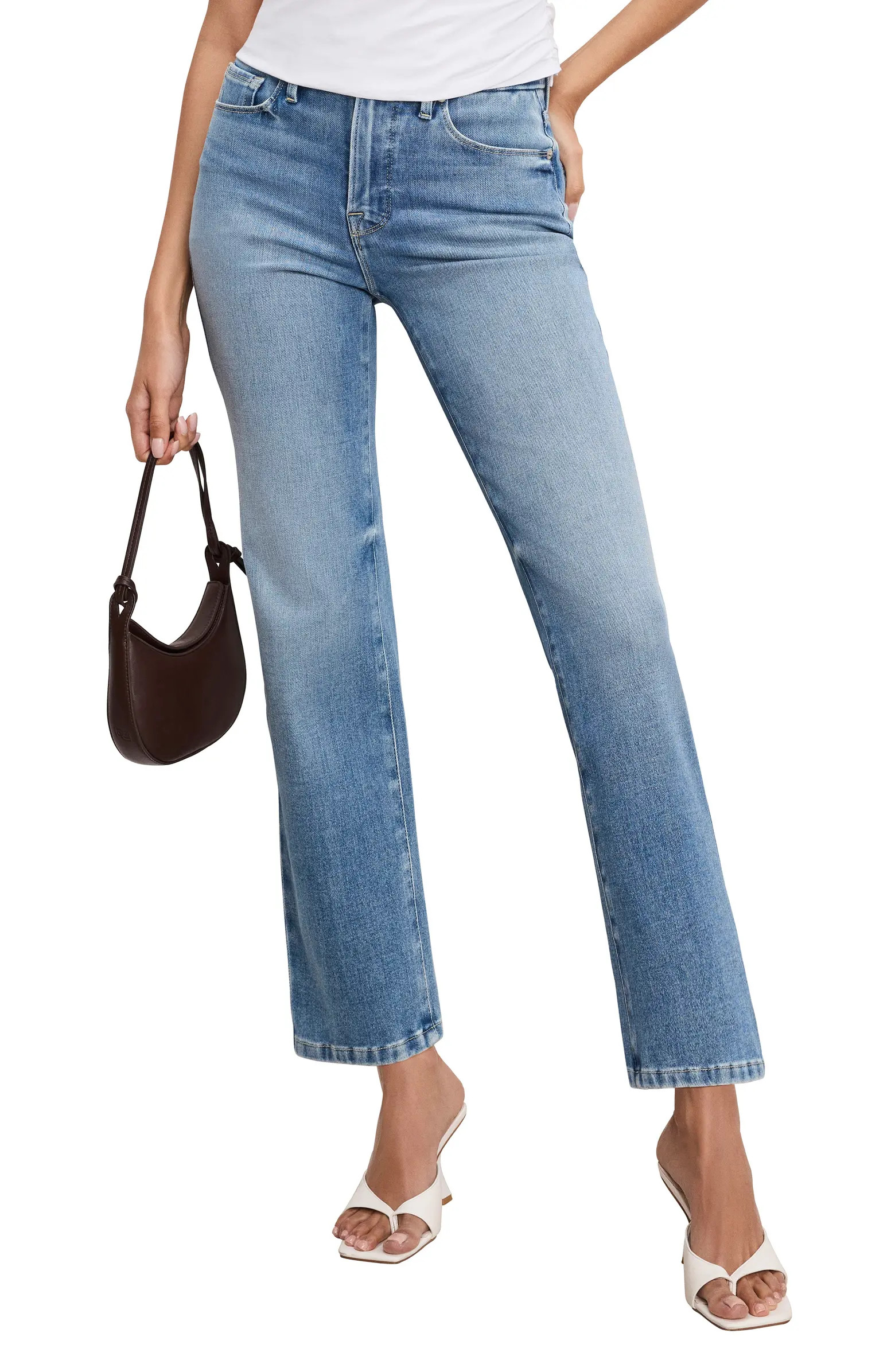 Good Legs Soft-Tech High Waist Ankle Straight Leg Jeans | Nordstrom