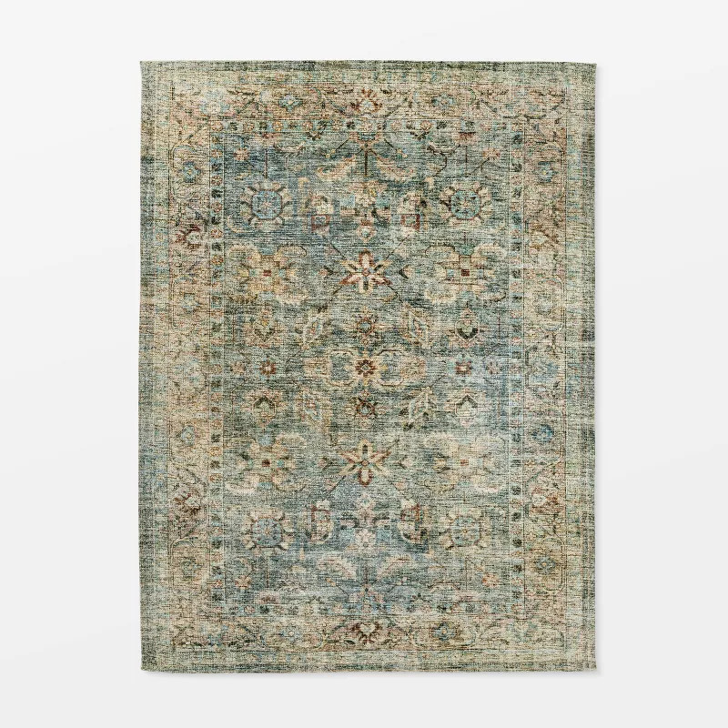 Ledges Digital Floral Print Distressed Persian Rug Green - Threshold™ designed by Studio McGee | Target