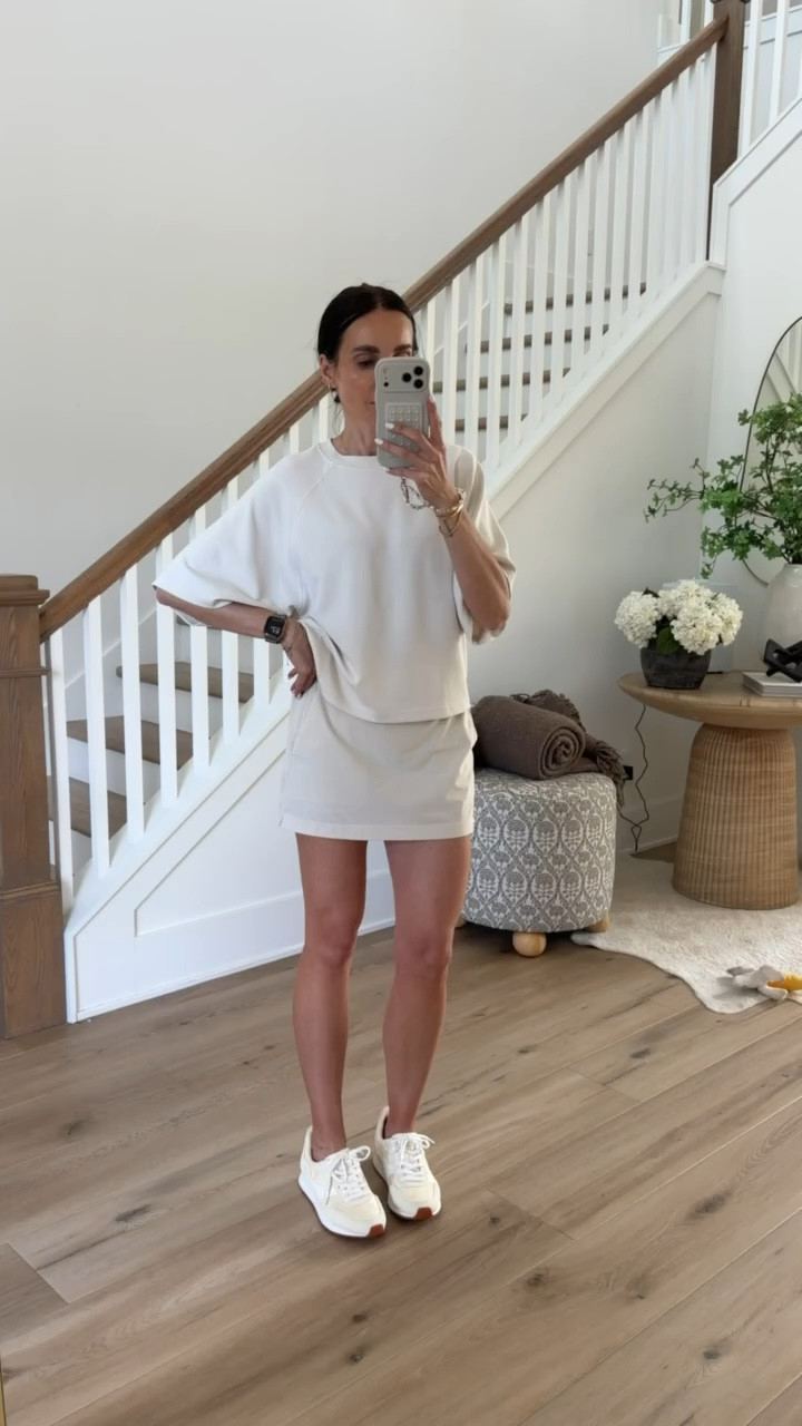 ATHLETA SALE, 40% off linen and dresses, 25% off your purchase. I'm wearing size XS in top and size 2 in skirt. Kizik discount code BRSTYLE15.

#LTKOver40 #LTKSaleAlert