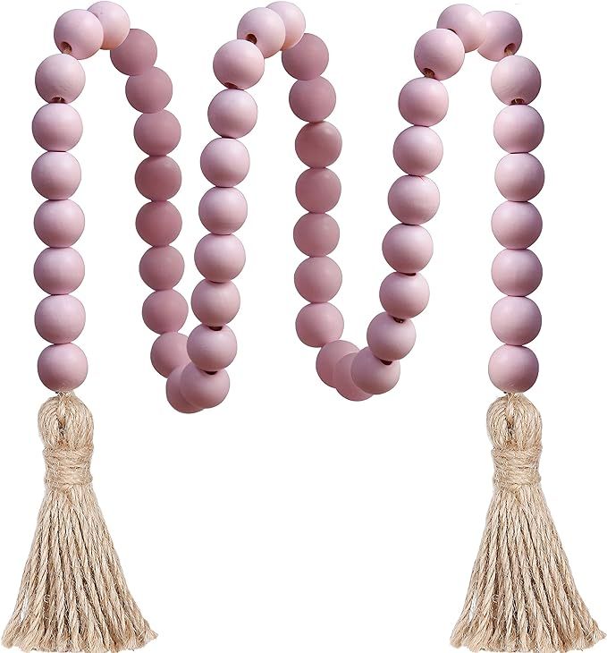 Meplait 39in Wood Bead Garland Farmhouse with Tassels,Versatile Prayer Beads Boho Chic... | Amazon (US)