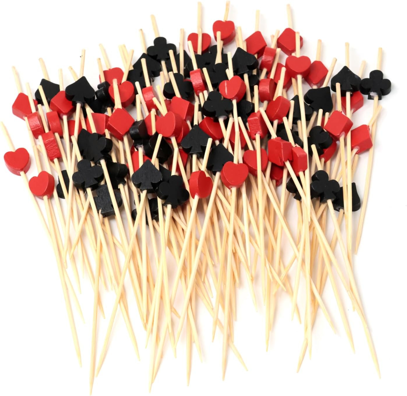Honbay 100PCS Black and Red Poker Shape Bamboo Cocktail Picks Fruit Food Hamburger Toothpicks Cup... | Amazon (US)