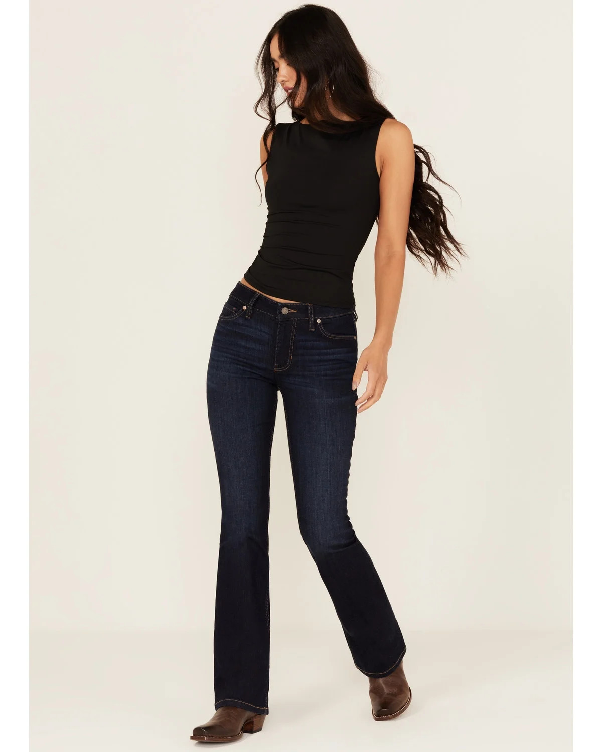 Shyanne Women's Aria Mid Rise Bootcut Stretch Denim Jeans - SWFA24J82-DKW 31W x 36L | Walmart (US)