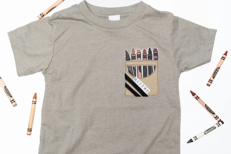Crayon Shirt | Crayon Box Shirt | Crayola Birthday Shirt | Neutral Toddler Personalized Shirt | K... | Etsy (US)
