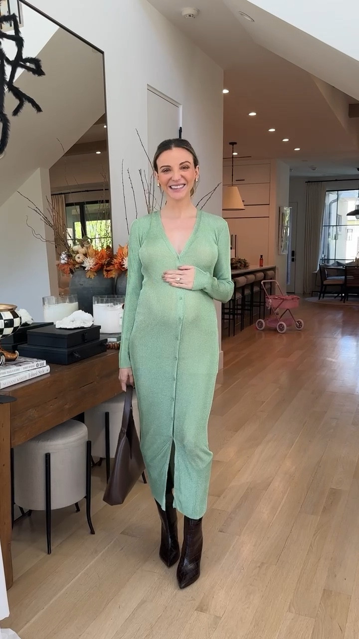 Cardigan dress
Knee high boots 

#LTKSeasonal #LTKFindsUnder100 #LTKWorkwear