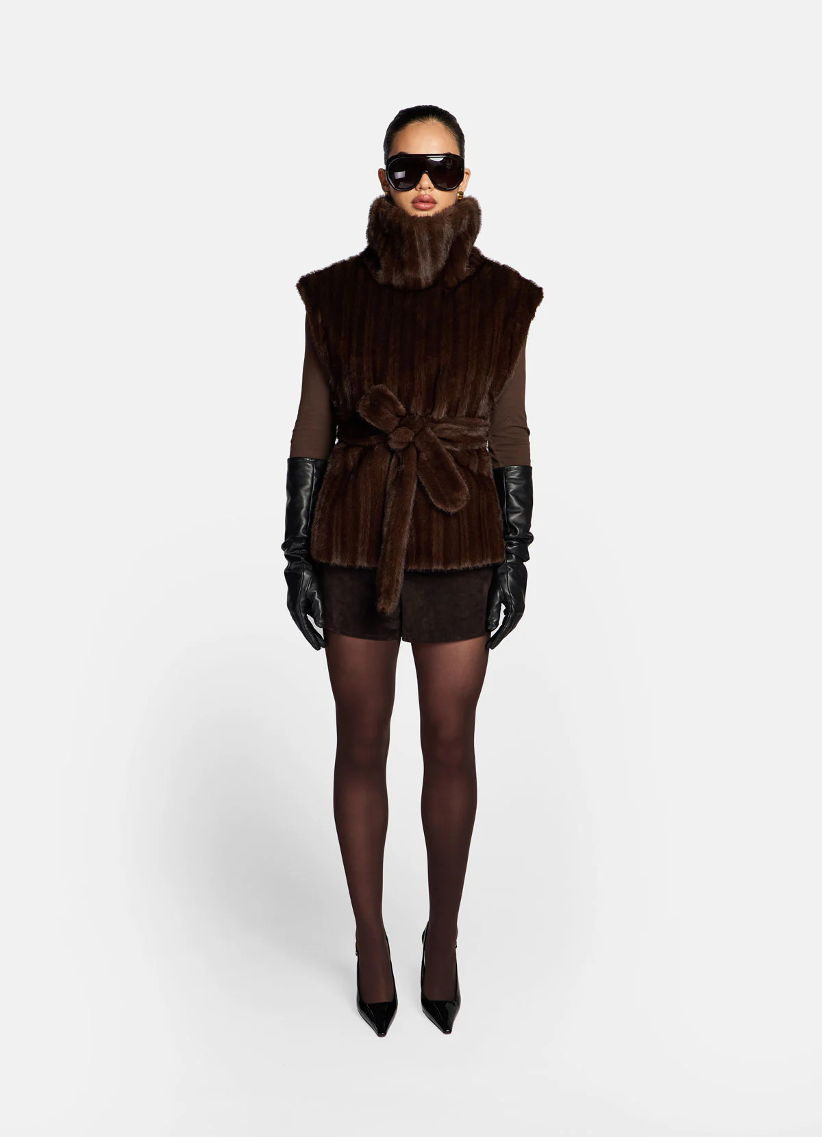 Brown Vintage Faux Fur Vest | DE SAVARY LONDON