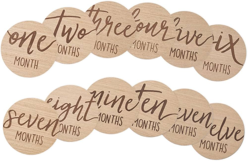 Kate & Milo Baby Monthly Milestone Marker Discs - Classic Cursive Script Wooden Discs with Revers... | Amazon (US)