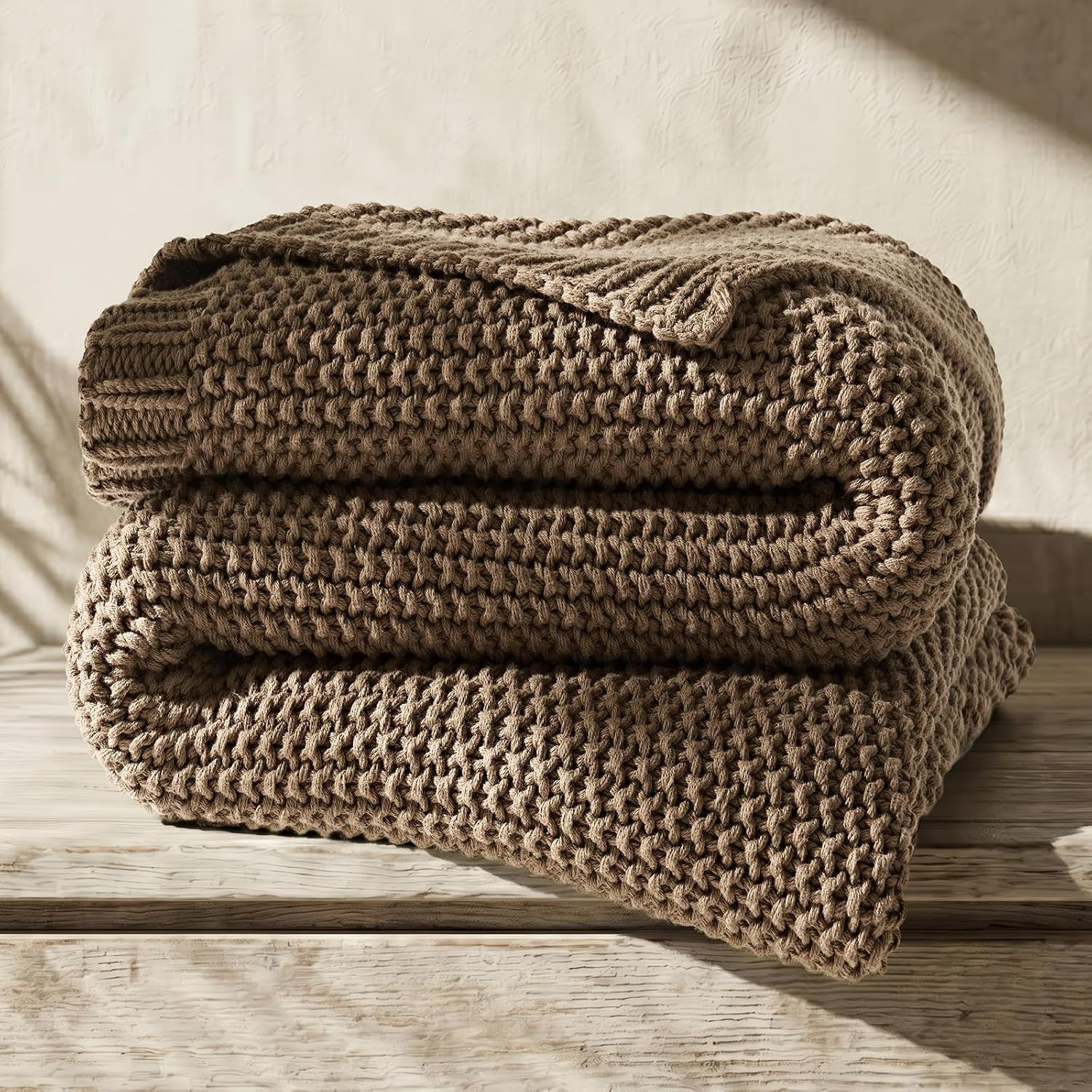 Organic Cotton Chunky Knit Throw Blanket, 50 x 60 Stone Taupe | Amazon (US)