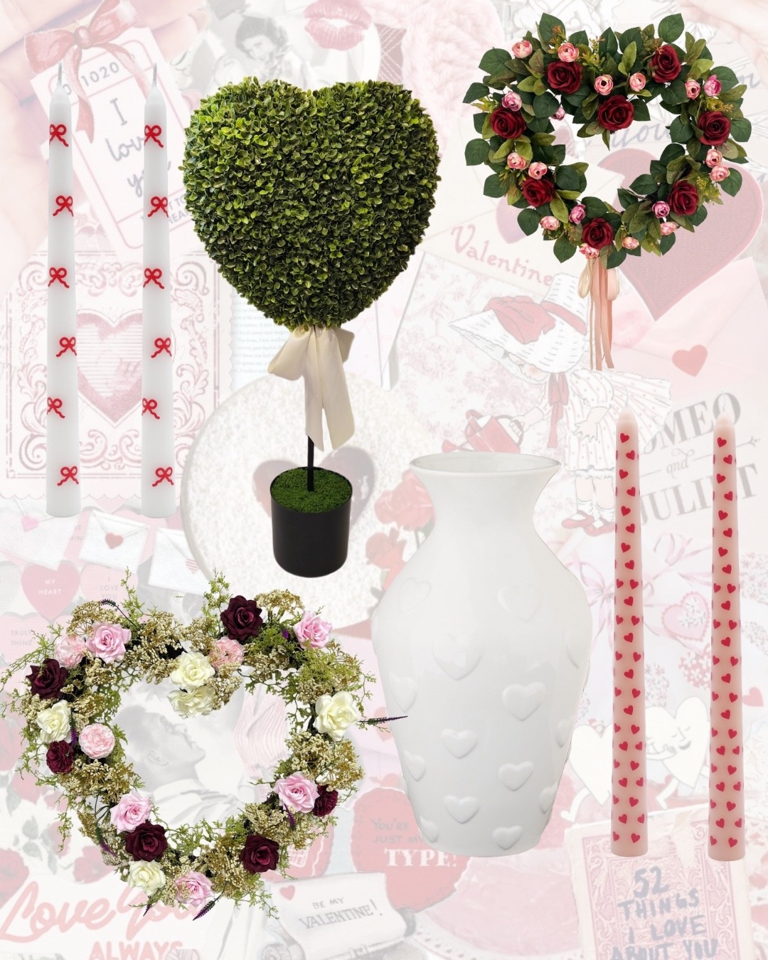 Valentine’s Day decor. Valentine’s Day 2026. Heart wreath. Heart vase. Bow candles. Heart candles. Heart topiary  

#LTKHome #LTKSeasonal