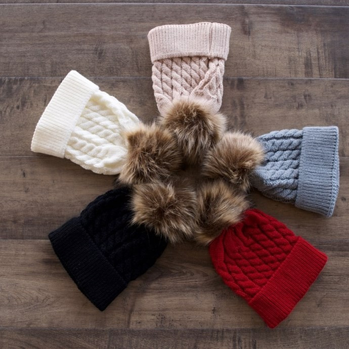 Baby Pom Pom Fur Beanies | Jane