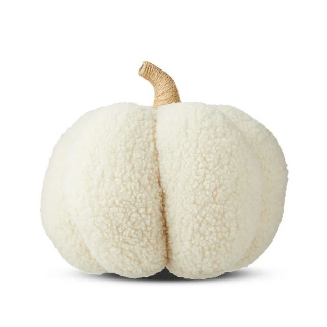 Fall Harvest Cream Fabric Pumpkin Shaped Pillow, 10", by Way To Celebrate | Walmart (US)