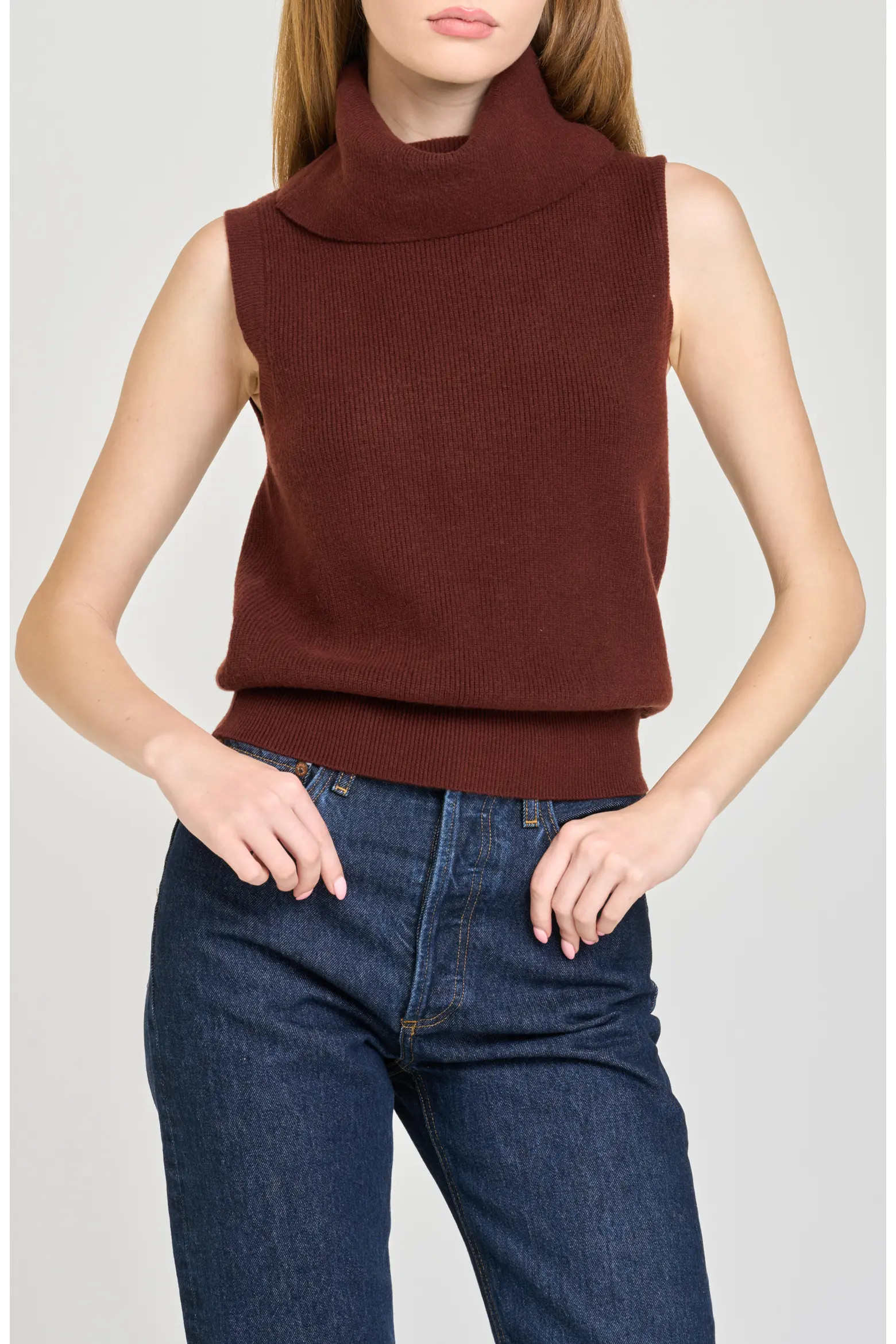 WAYF Elodie Cowl Neck Sleeveless Sweater in Oat at Nordstrom, Size X-Large | Nordstrom