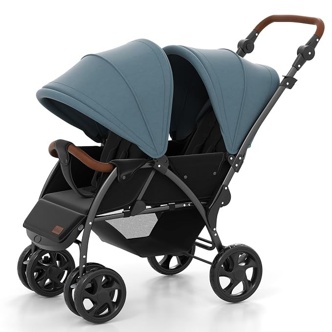 INFANS Double Stroller, Foldable Baby Tandem Stroller with Djustable Backrest Canopy Footrest, 5-... | Amazon (US)