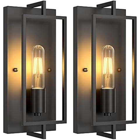 Maylaywood Industrial Wall Sconces Set of 2, Vintage Wall Light Fixture with E26 Base, Matte Blac... | Amazon (US)