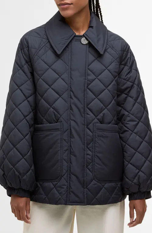 Barbour Laoise Diamond Quilted Jacket in Dark Navy/Ancient Poplar at Nordstrom, Size 14 Us | Nordstrom