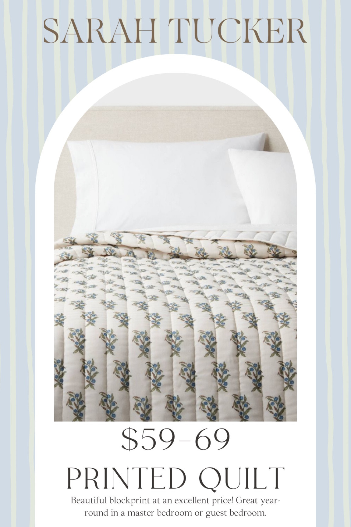 Beautiful blockprint bed quilt for only $59-69 from Target! This is great year-round, not just for fall. Perfect for a master bedroom or guest bedroom. Pair with white sheets or colored sheets. 

Affordable home decor, target find, bedspread, bedding #target #targetfind #bedding #bedroom #fallhomedecor 

#LTKfindsunder100 #LTKSeasonal #LTKhome