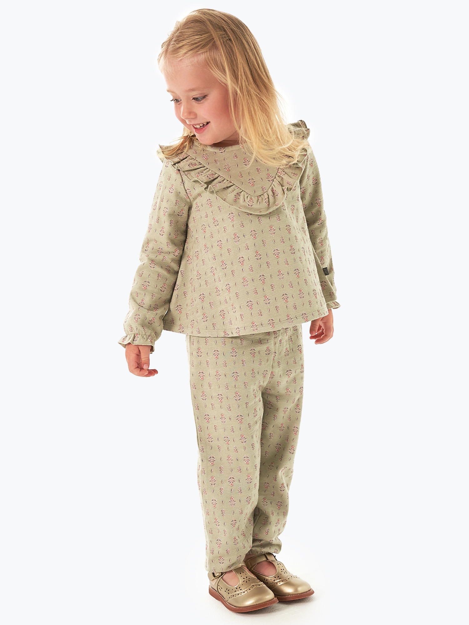 Modern Moments by Gerber Toddler Girl V-Neck Ruffle Top and Pant Set, 2-Piece, Sizes 12 Months - ... | Walmart (US)