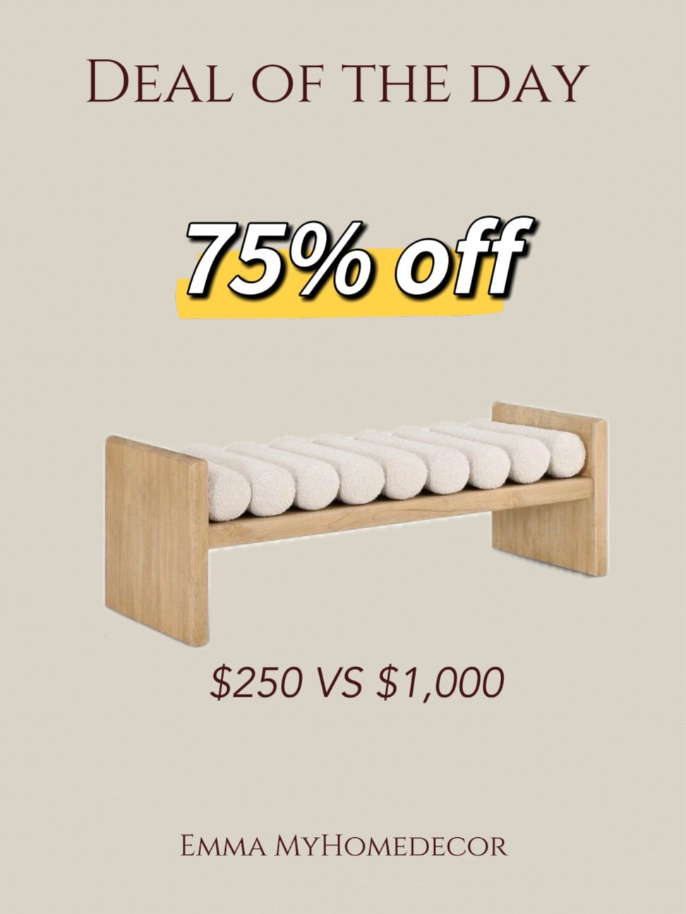 Deal of the day! This wood bench is on huge sale for only $250! It's such an amazing deal, free shipping in US! It's a lot cheaper than Black Friday or prime day sale. It's still $360 in Walmart! Run before the deal ends! 

it's also available in canada for $375 in Canadian dollar!! 

#LTKHome #LTKFindsUnder100 #LTKSaleAlert
