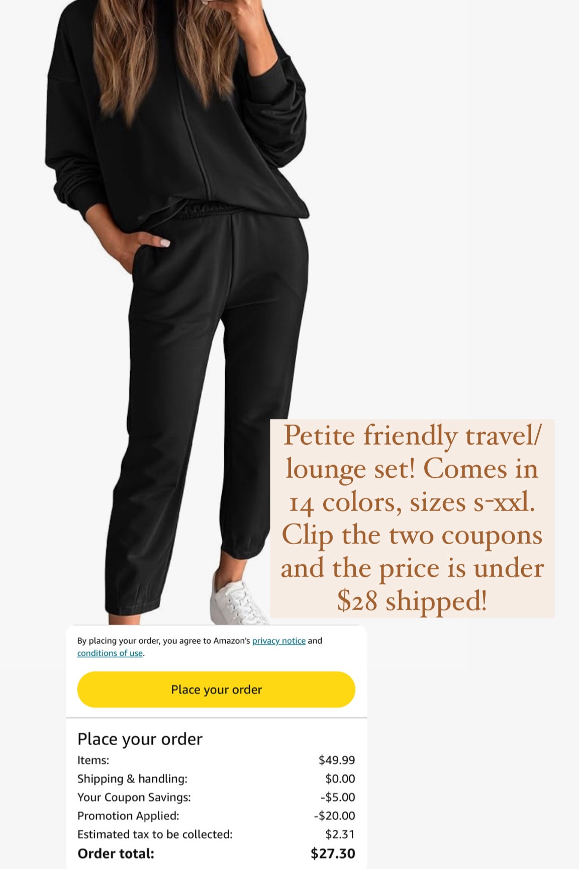 🚨 sale alert! Two piece travel longe set, under $28 shipped when you clip both coupons before checkout. Petite friendly, sizes s-xxl, 14 colors.



#LTKTravel #LTKActive #LTKOver40