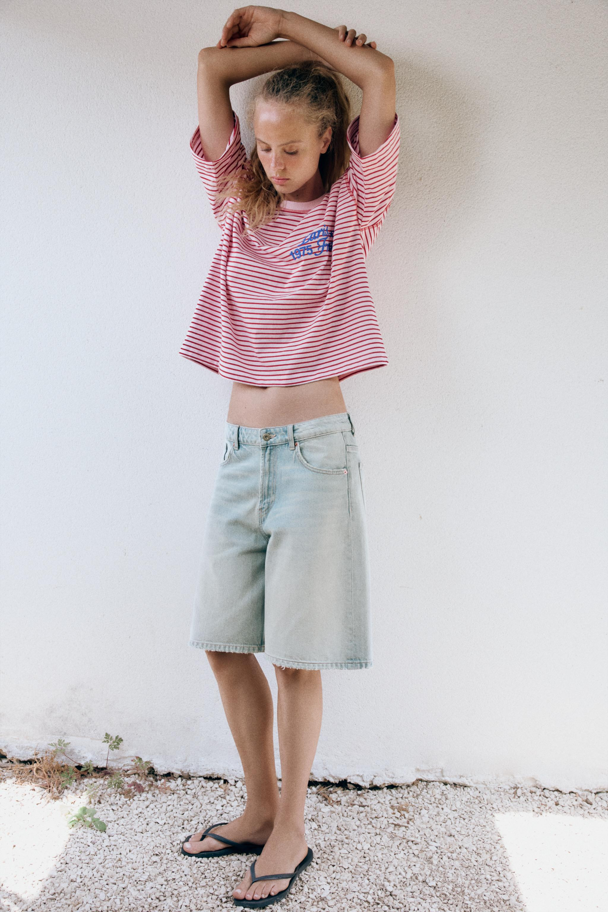 MID-RISE RIPPED BAGGY DENIM SHORTS | Zara US