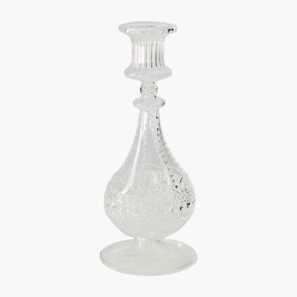 Clear Olympia Glass Candle Holder 19x8cm | TK Maxx